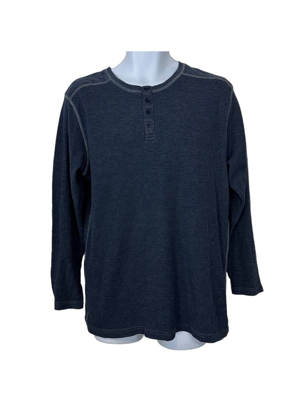 Michael Brandon Henley Long Sleeve Blue Size Large
